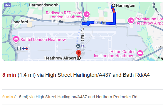 How Long Does a Taxi from Harlington to Heathrow Take